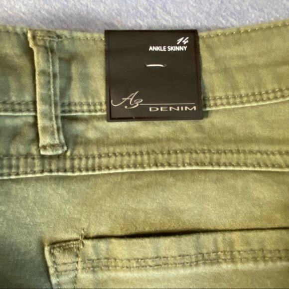 A3 Denim Womens Olive Green Ankle Skinny Jeans Size 14 - Picture 9 of 10